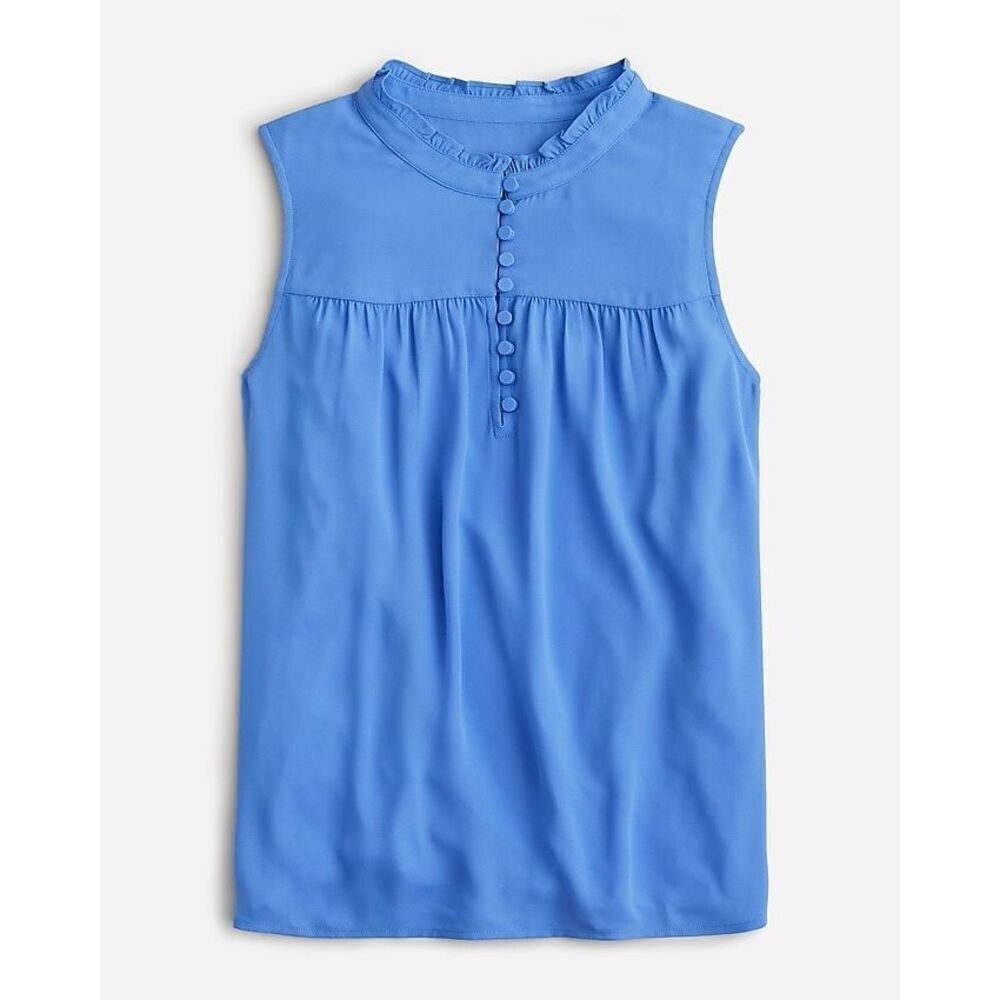J.Crew Sleeveless Button-Front Ruffleneck Popover Tank‎ Size Small